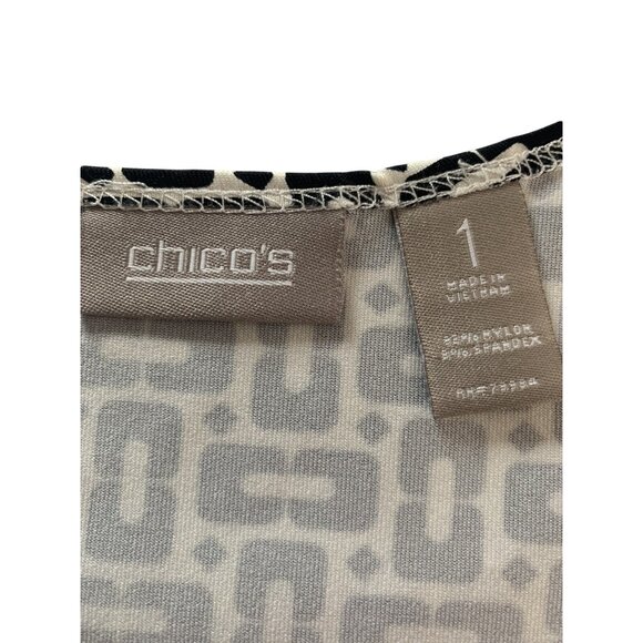 Chicos Sleeveless Tank Top Geometric Print Nylon/Spandex Black & White Size 1 - Picture 5 of 6